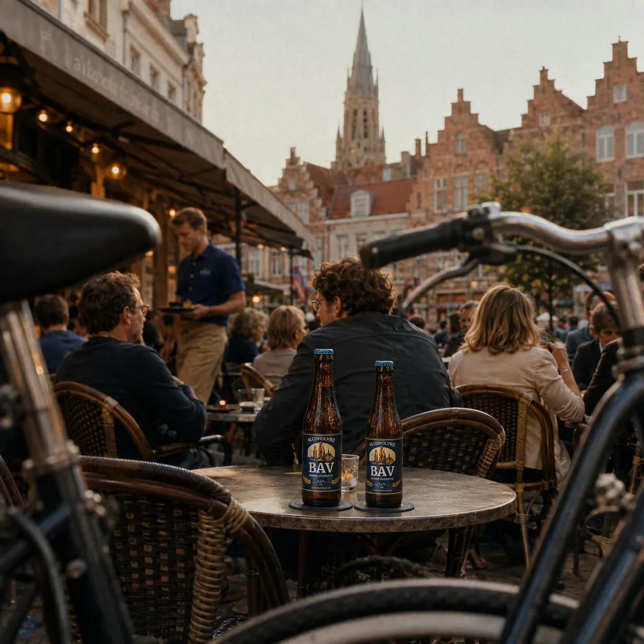 Flesjes BAV op tafel tijdens een zonnig terrasmoment